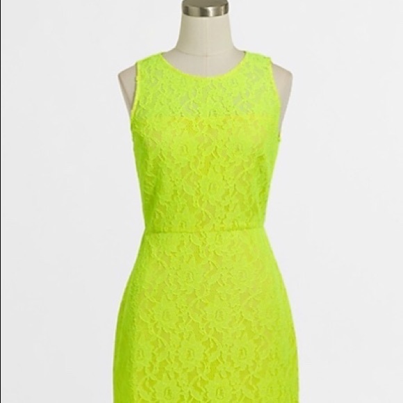 NWT J. Crew neon lace yellow shift dress size 2 - Picture 1 of 6